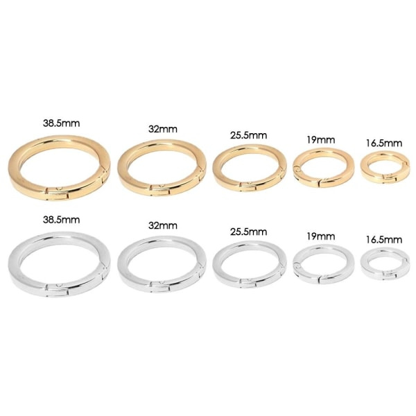 5 stk Fjeder O-Ring Spænder Karabinhager Håndtasker SØLV Sølv 16.5mm