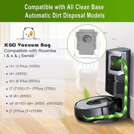 KGC 10 støvsugerposer kompatible med iRobot Roomba i7/i7+ Plus, i3 i3+ Plus, S9/ iS9+ Plus, E5 E6 E7, erstatningsposer kompatible med iRobot R