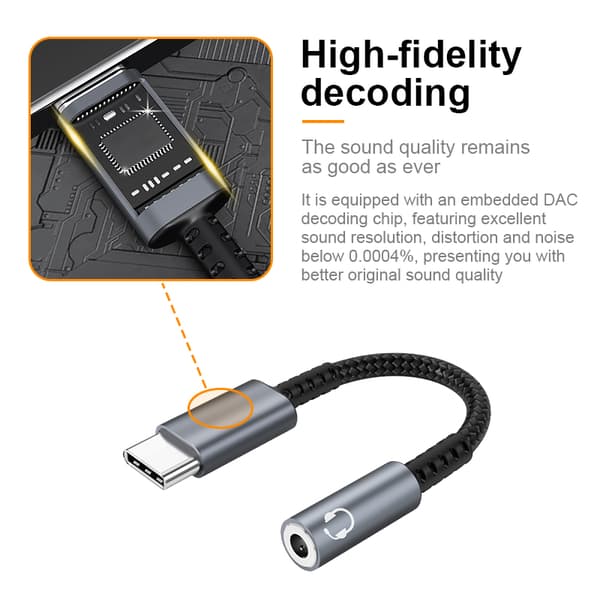 USB-C til 3,5 mm adapter til hovedtelefoner Grå