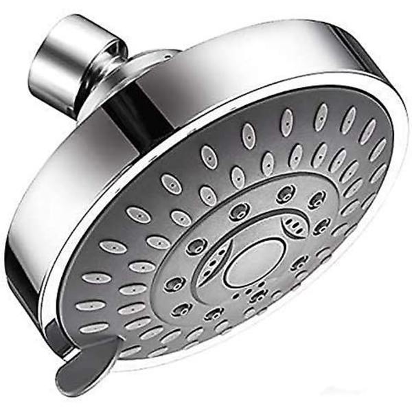 Højtryks Fast Bruseshowerhoved, diameter 10 cm, 5 Justerbare Sprøjtetilstande, 360 Graders Rotation, Anti-lavt Vandtryk, Krombelagt, Velegnet Til