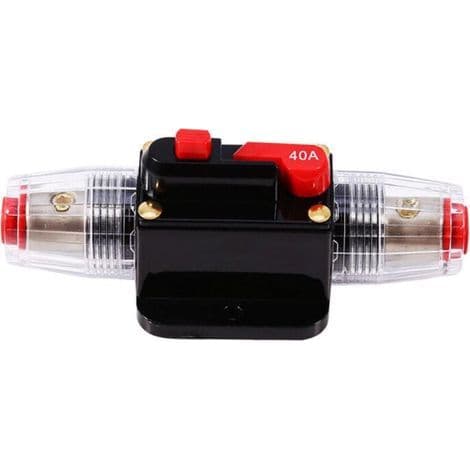 40A afbryder, 12V-24V DC inline sikringsholder, manuel nulstillingskontakt til bilstereo sikring, inline sikringsblok lydsystembeskyttelse (40A)