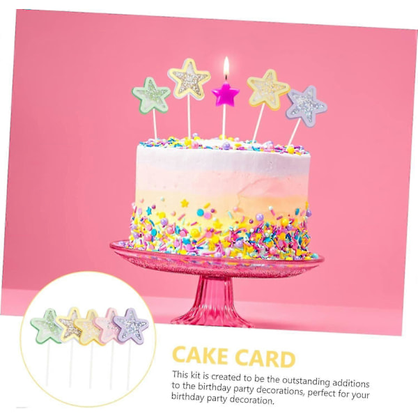 12 stk. Lille Stjerne Cupcake Topper Kageindsats til Fødselsdagsfest Dekoration, Bryllupsdekoration, Frugtplukker