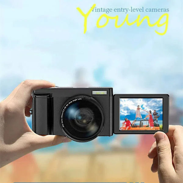 4K Digital Camera with 48MP, 3\" Rotatable Screen & Smart Shooting Functions Black, compatible with Huawei