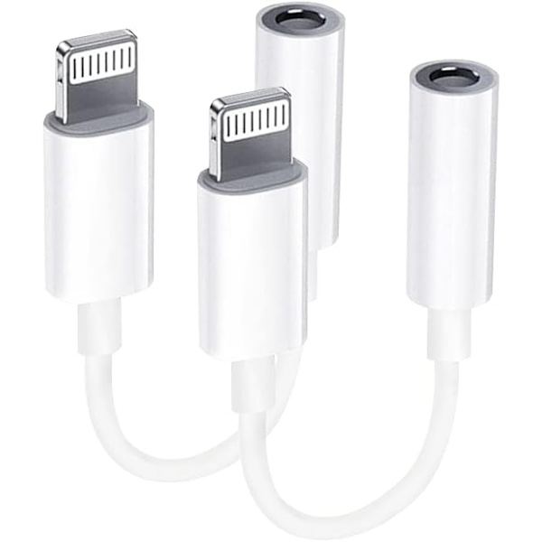 2x Lightning til 3,5 mm adapter til hovedtelefoner
