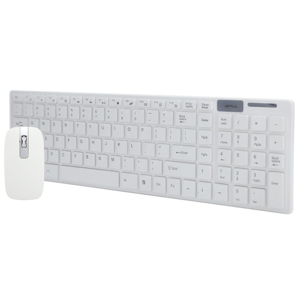 Wireless Keyboard and Mouse Set - Smart Sleep, 10m Remote Connection - Compatible with iOS/Windows/Android - White