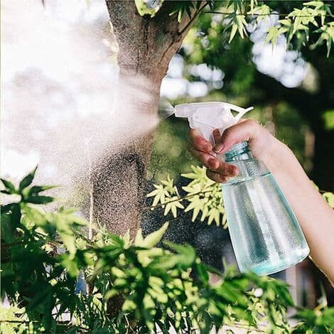 Sprayflaske, 500 ml tom plast sprayflaske med justerbart sprayhode (grønn + grå)
