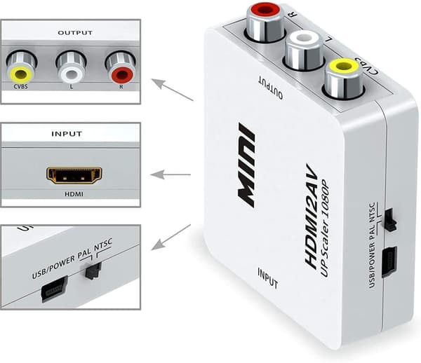 HDMI til Kompositt RCA CVBS AV-omformeradapter