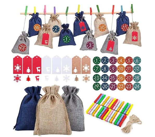 Julegavepose med godteri til adventskalender - Stil 1