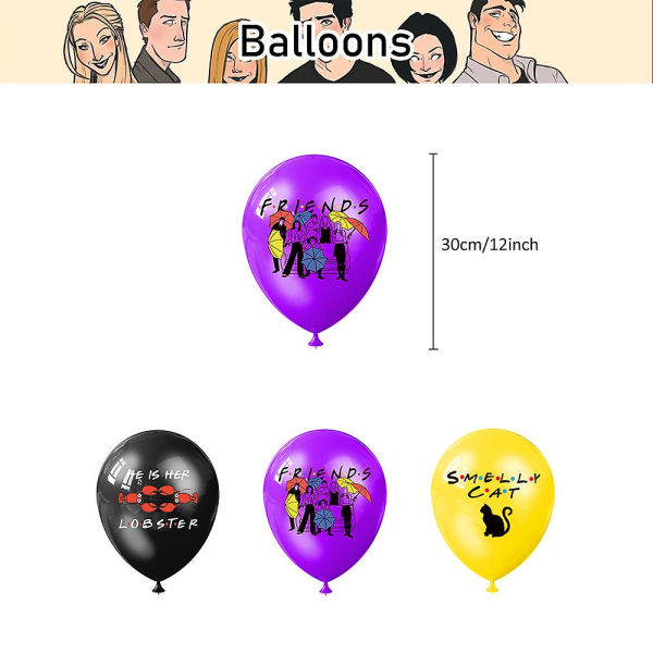 Vänner Födelsedag Dekorationer Vänner Tema Födelsedag Dekorationer Ballonger Tårta Topper Banners Set