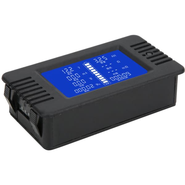 Batterimonitor, multifunktions DC-batterimonitor med LCD-skærm, 0-200V, wattmeter balance strøm batterispændingstester analysator, med 200A shunt