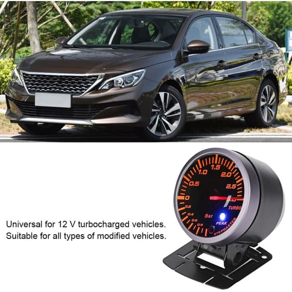 2,5 tommer 60 mm 3,0 Bar LED Bilmodifikation Turbo Boost Måler Pointer DC12V