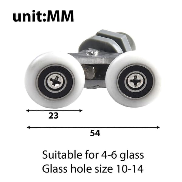 4 X Dubbla Duschdörrsrullar Hjul Glidare 23mm