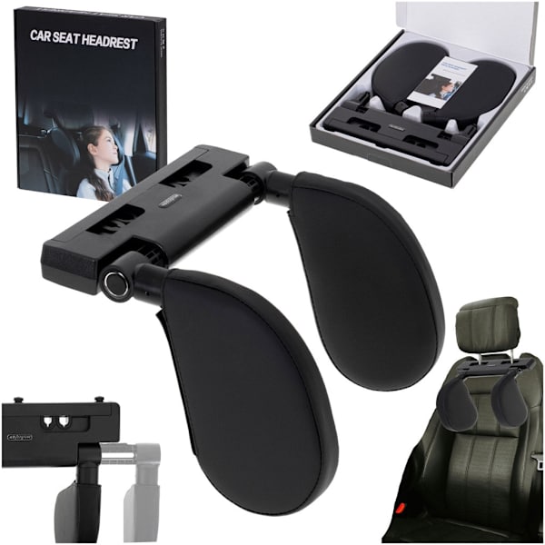 Adjustable Car Headrest with Side Cushions Memory Foam Black