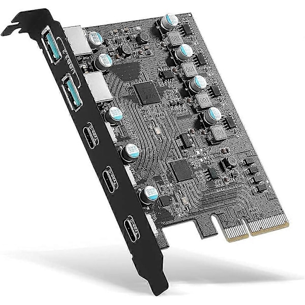 PCIe till USB 3.2 Gen 2 Adapterkort PCI Expansionskort PCI-E Add-on Kort Riser för PC Windows 10/8/