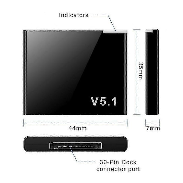 Uppgraderad Version I-wave 30 Pin Bluetooth 5.1 Ljudmottagare A2dp Musik Mini Trådlös Adapter - JA