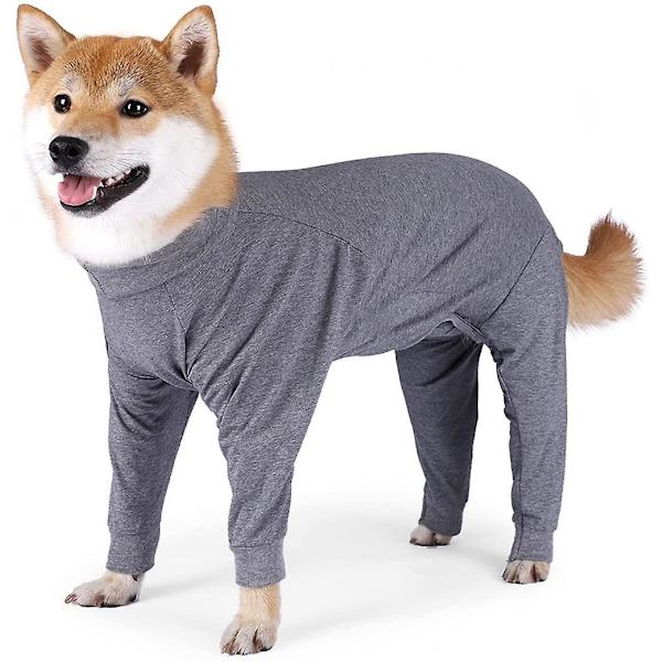 Återhämtningskit för hund efter operation, anti-slickande husdjurskirurgisk klänning för buksår, valp långärmad pyjamas för att förhindra håravfall (storlek l)
