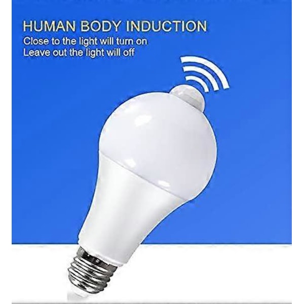 12W E27 PIR Infrarød LED Pære med Bevægelsessensor ON/OFF Automatisk A60 220V 1000lm Svarer til 100W Halogen til Trapper Gang Garage (600