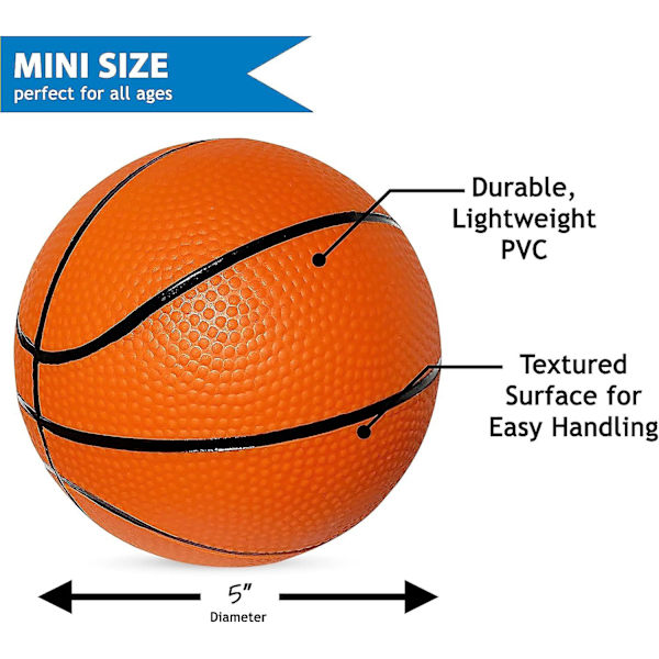 5\" Mini Basketbollar för Mini Hoop Basketboll eller Över Dörr Basketbollspel | PVC