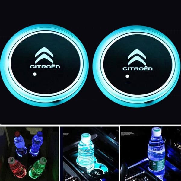 2X Citroen LED-bunnplate til koppholder