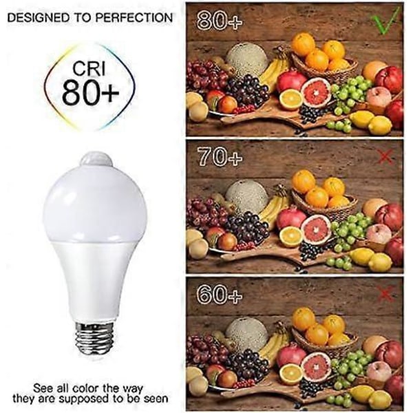 12W E27 PIR Infrarød LED Pære med Bevægelsessensor ON/OFF Automatisk A60 220V 1000lm Svarer til 100W Halogen til Trapper Gang Garage (600