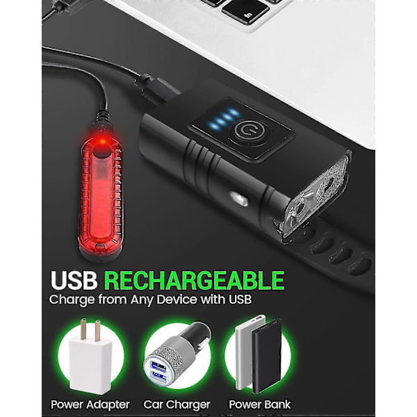 Cykellampa, USB Laddningsbar Cykelhuvudlampa 2000 Lumen Super Ljus Cykel Framlampa IPX5 Vattentät Cykellampa, 6+4 Lägen USB Laddningsbar Cykel
