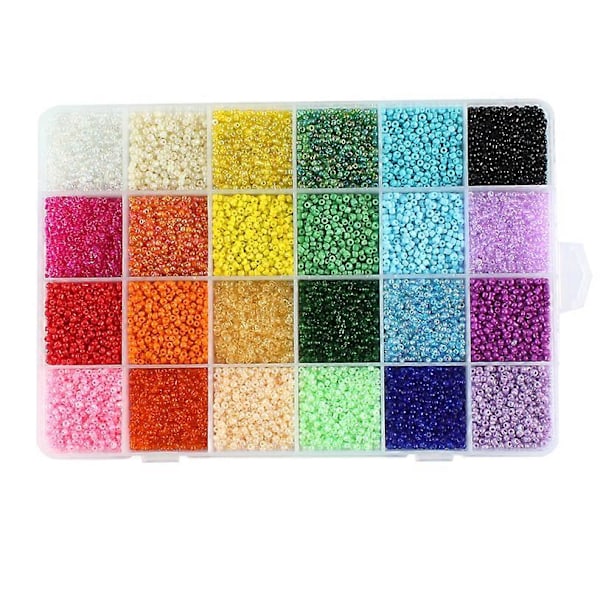 3MM glaspärlset, 24 fack blandade färger glaspärlor med verktygsset, pärlor för armband, DIY smyckesset