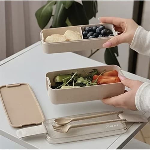 Tiered Lunch Box with Divider & Cutlery – 750 ml