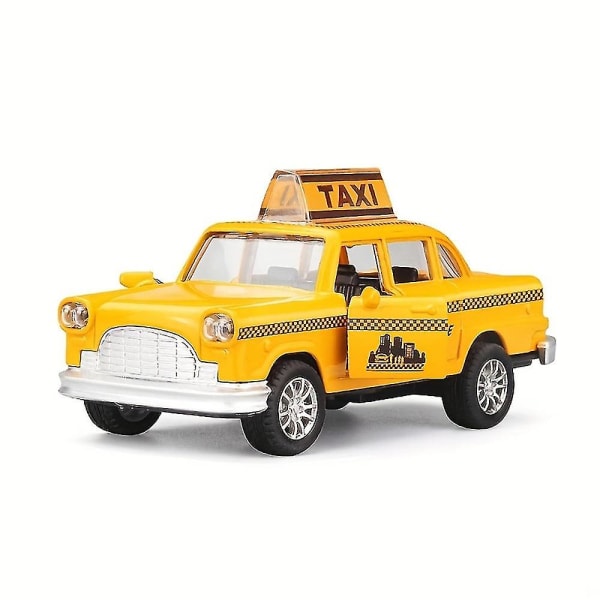 Formgjuten tillbakadragbar taximodellbil - 1:36 skala gul taxidekoration med öppningsbara dörrar - samlarobjekt Formgjuten legering modell leksaksbil kreativ gåva