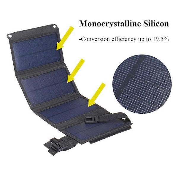 Kokoontaitettava aurinkopaneeli aurinkokenno USB-ulostulolla aurinkolaturi retkeilyyn, matkapuhelimille ja tableteille