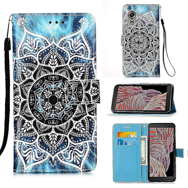 Kompatibel med Samsung Galaxy X Cover 5 Deksel Lær Flip Lommebok Deksel med Kortspor Holder Støttefunksjon Mønster - Datura