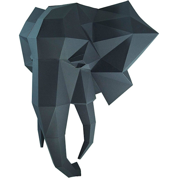 Papercraft-seinätaide, Elefanttipää (1 kpl - harmaa)
