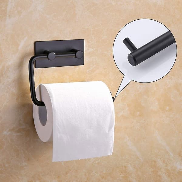 Selvklæbende Toiletpapirholder Rustfrit Stål Badeværelse Tissue Papir Dispenser Rustfri Mat Sort