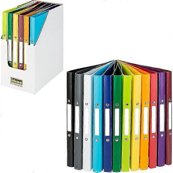 Idena 10426 - 12-pack A4 Ringpärmar, 2-ringar, 16 mm diameter, 2 cm ryggbredd, flerfärgade