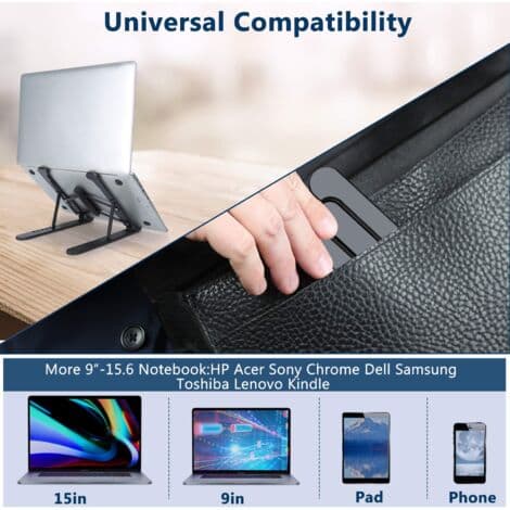 Laptopstativ, Justerbart Laptopstativ, Stasjonær Datamaskin Riser Stativ (Hvit)