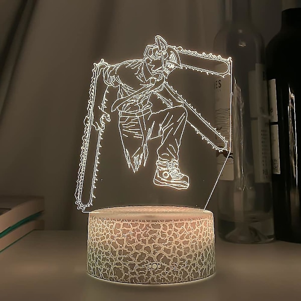 3D LED Lampe Anime Chainsaw Man Til Soveværelses Dekoration Natlys Børnefødselsdagsgave Manga Chainsaw Man LED Natlys Sengelampe