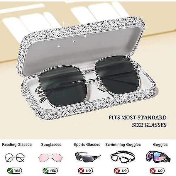 Brilleetui, Bling Krystal Rhinestone Solbrilleholder Hårdt Beskyttende Stort Brilleetui Opbevaringsboks Til Briller Solbriller