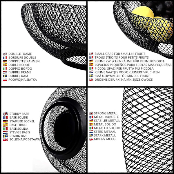 Fruktbolle Svart Fruktkurv Metallbolle Svart Metallkurv Dekorativ Bolle Svart Fruktbolle Moderne Fruktbolle Fruktkurv