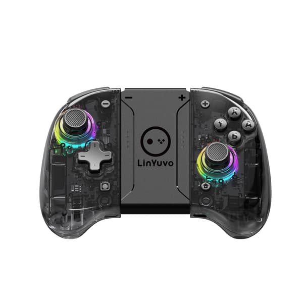 Transparent Joypad til Switch, 6-Akset Trådløs Induktionscontroller, Justerbar Gamepad