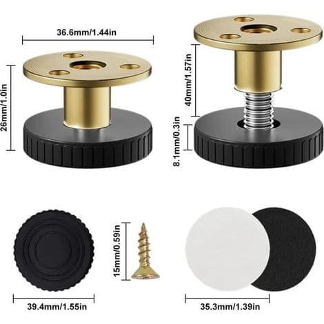 4-delt justerbart bordbensæt, 27-40 mm justerbare møbelfødder, nivelleringsfødder, møbelben med monteringstilbehør og anti-ridsepuder,