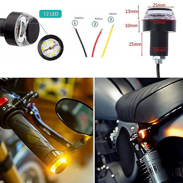 2 stk./par LED Blinklys Motorcykel Styr Universal End Indicator