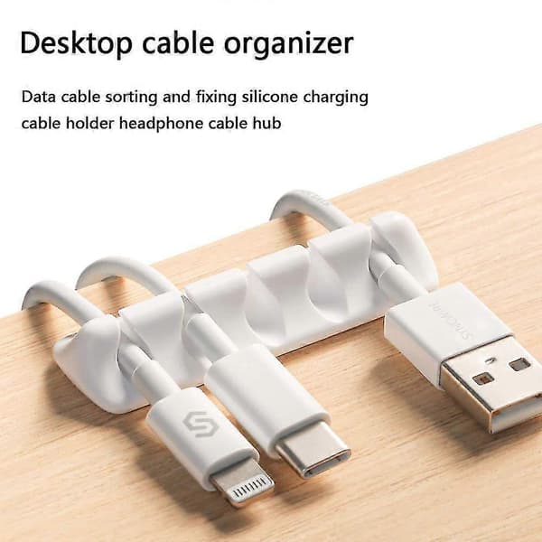 Kabelhållarklämmor, 5-pack Kabelhantering Sladdorganiseringsklämmor (vit)
