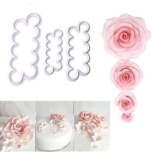 3D Rose Blomst Evig Kutter Fondantform Kakedekorasjon Maker Form Bakeverktøy Tilbehør