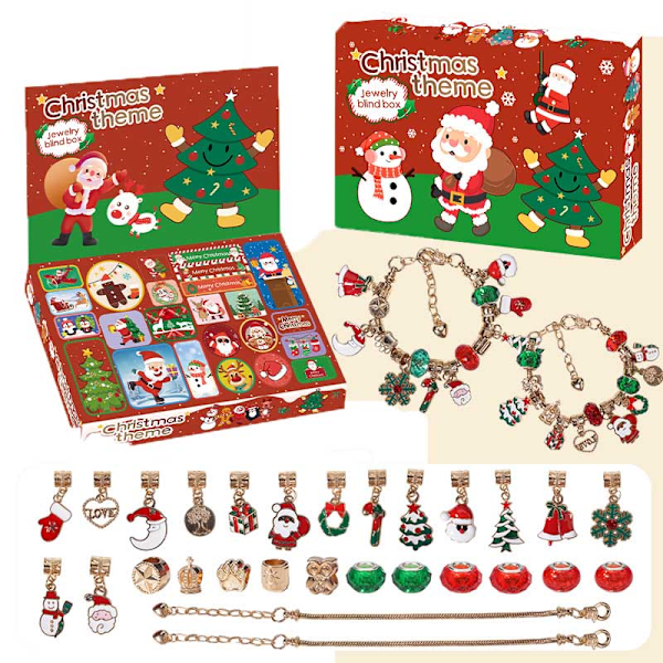 Christmas Advent Calendar Christmas Blind Box Hole Music Cartoon Girl Jewelry DIY Bracelet Toy - Style 2