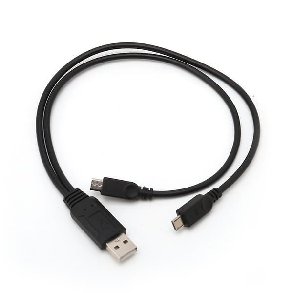 Bærbar USB hann Universal Micro USB Dobbel hann Y Adapter Splitter Kabel