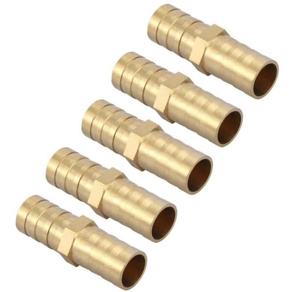 5 stk. To-vejs Lige Rørfitting Modhager Messing Rørforbinder Samling 6/8/10/12/14/mm (10mm)