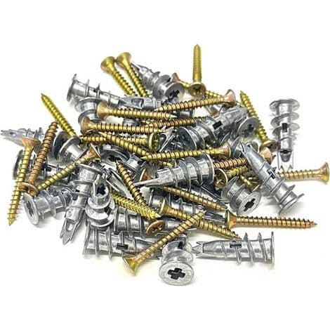 100 STK Metallskruer og plugger, gipsplugg, selvborende plugger, gipsflisplugger, for DIY gipsplatefester