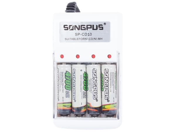 4x Batterilader - AA/AAA Batterier