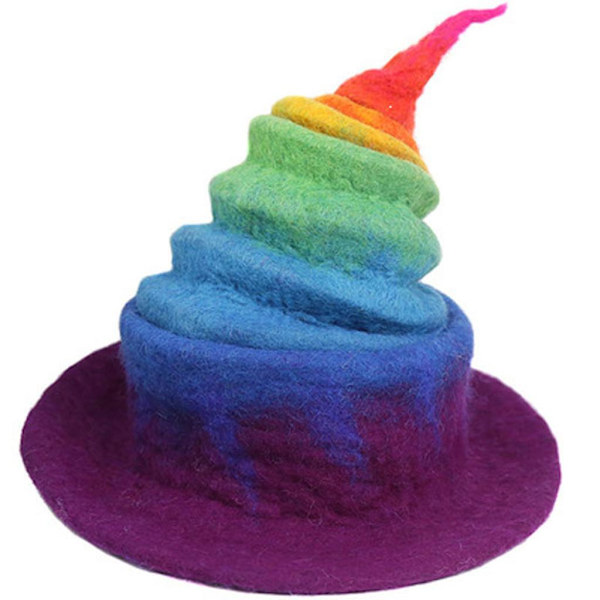 Håndlavet Regnbue Troldmandshue Sjov Teleskopisk Heks Hat Gradient Hat Troldmandshue