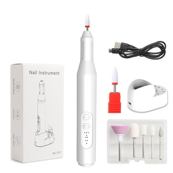 Electric Nail File with Adjustable Speed and Replaceable Heads for Professional Manicure Silver