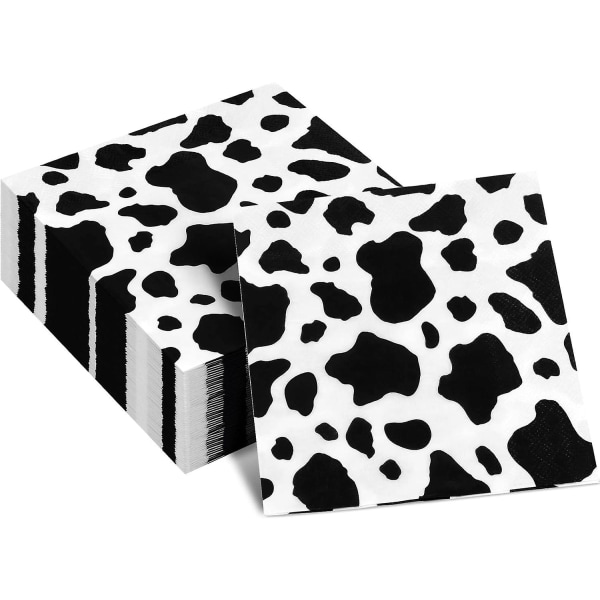 100 Pack Cow Party Napkins Cow Print Animal Cloth Napkin 3-Layers Farm Animal Party Napkins for Party Supplies